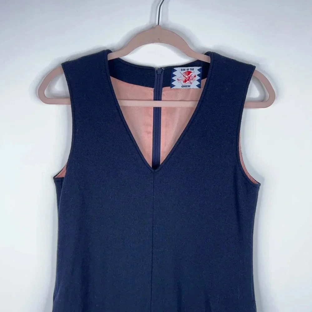 Son Of The Cheese Abbey Road Jumpsuit Navy Blue Wool Lined Sleeveless Japan — image 2 of 8